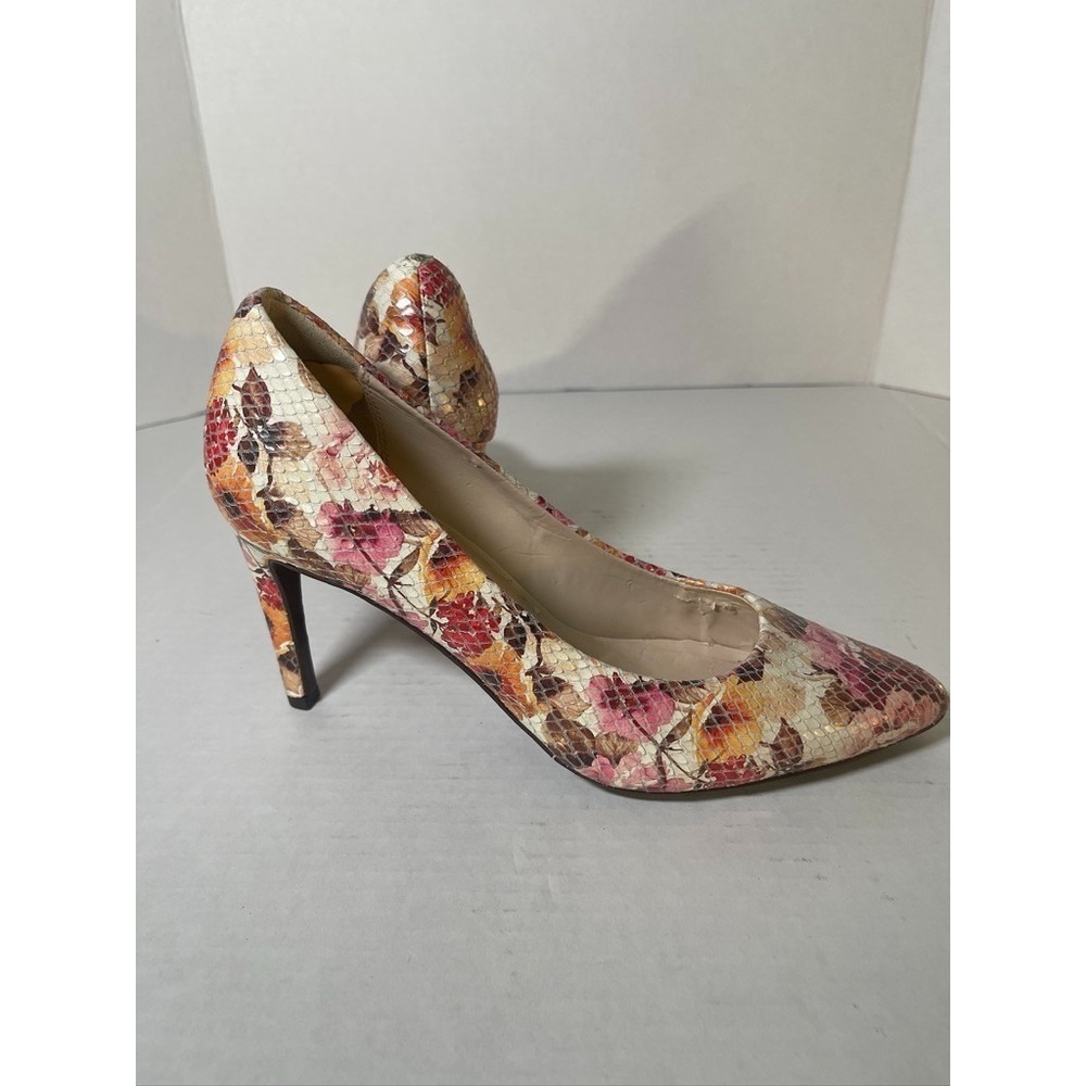 COLE HAAN SNAKE‎ FLORAL PRINT LEATHER POINTED TOE PUMP WOMEN'S US 8.5B SUPER HOT - Picture 7 of 15